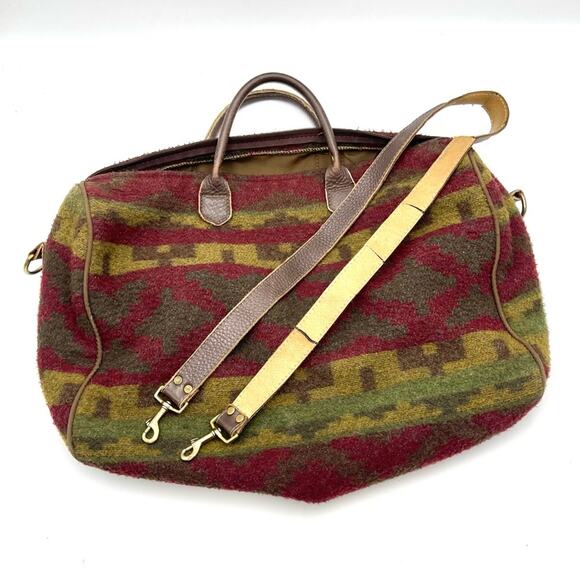 WEEKENDER mini-bag Pendleton & J. Crew style Unbranded VINTAGE leather handle - Picture 4 of 14